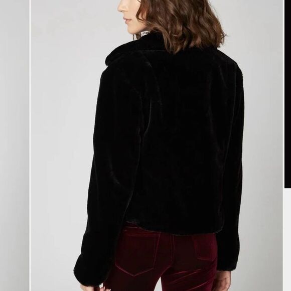 Blank NYC Uptown Girl Black Fake Fur Cropped Jacket | Size L - Picture 4 of 9